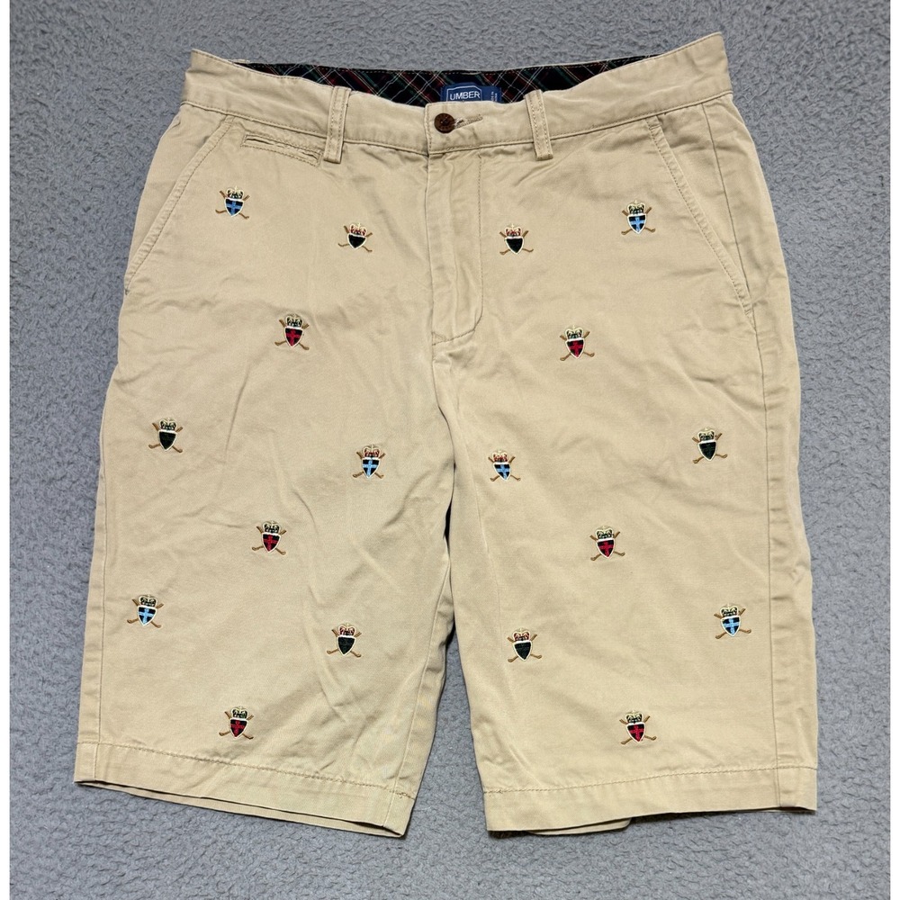 UMBER khaki chino golf all over print shorts Mens 33x11 100% Cotton